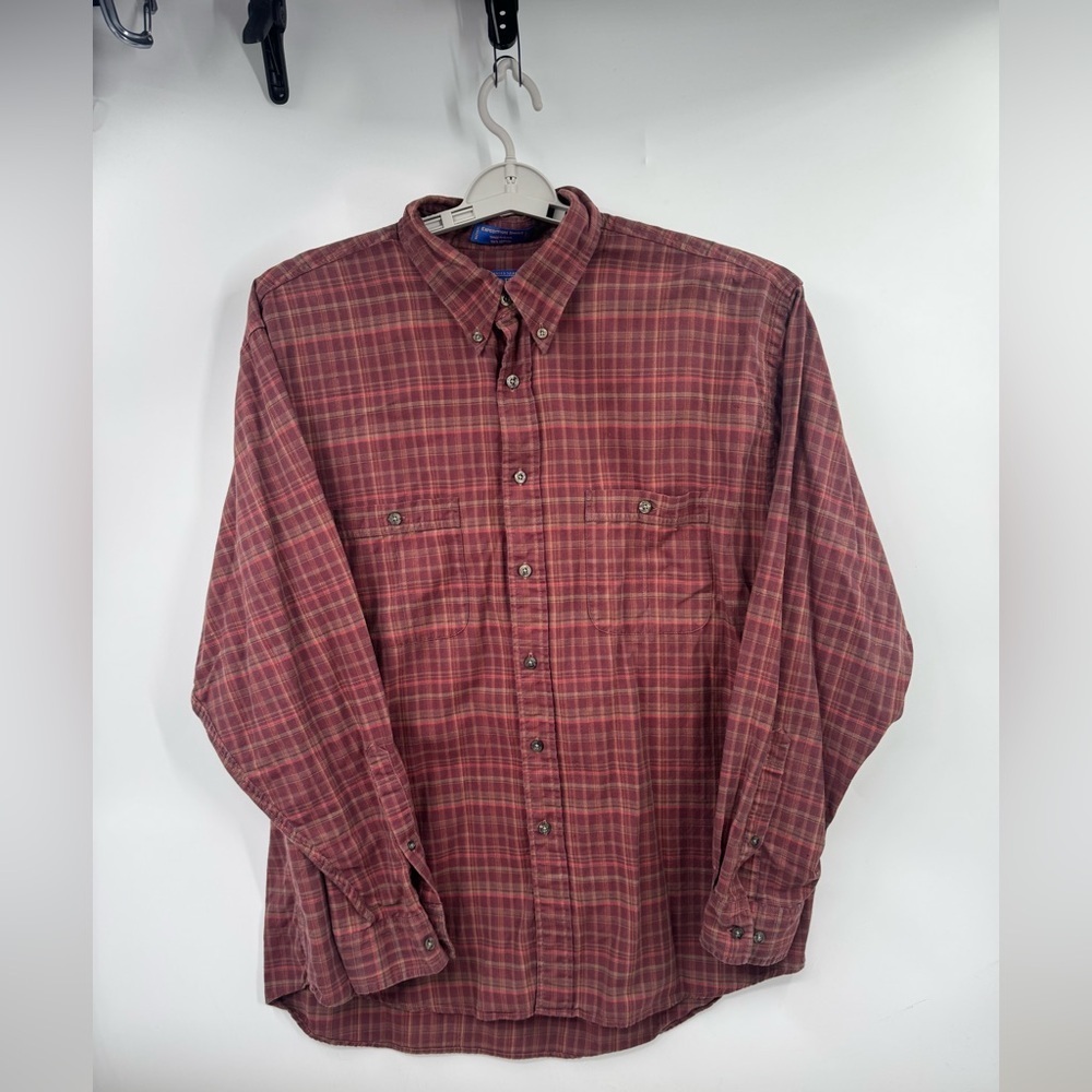 Pendleton Expedition Mens Button Up Shirt Sz XL Red Brown Outdoor Cotton